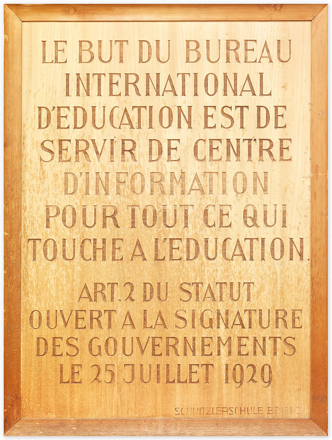 The aim of the International Bureau of Education is to serve as an information centre for everything that relates to education. Art. 2 of the Statutes Ready for the signature of the governments July 25, 1929